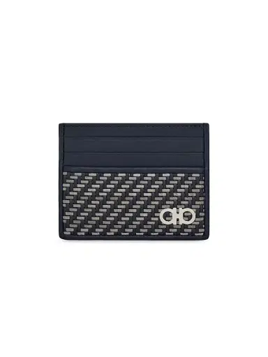 Ferragamo Men's Leather Woven Card Case | Thumbnail 1 Ferragamo Men's Leather Woven Card Case | Thumbnail 1