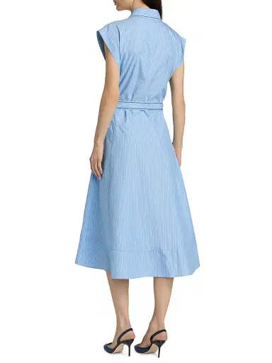 Cinq à Sept Women's Callie Striped Floral Appliqué Belted Midi-Dress - Blue Wisteria Multi | Thumbnail 5 Cinq à Sept Women's Callie Striped Floral Appliqué Belted Midi-Dress - Blue Wisteria Multi | Thumbnail 5