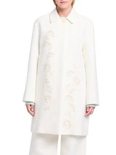TWP Women's Floral Embroidered Linen A-Line Coat - Ivoire | Thumbnail 3 TWP Women's Floral Embroidered Linen A-Line Coat - Ivoire | Thumbnail 3