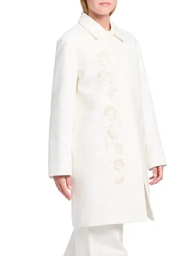 TWP Women's Floral Embroidered Linen A-Line Coat - Ivoire | Thumbnail 4 TWP Women's Floral Embroidered Linen A-Line Coat - Ivoire | Thumbnail 4