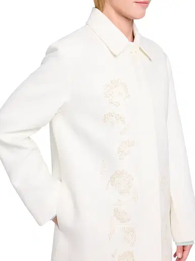 TWP Women's Floral Embroidered Linen A-Line Coat - Ivoire | Thumbnail 7 TWP Women's Floral Embroidered Linen A-Line Coat - Ivoire | Thumbnail 7