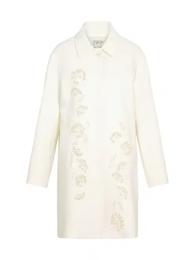TWP Women's Floral Embroidered Linen A-Line Coat - Ivoire | Thumbnail 1 TWP Women's Floral Embroidered Linen A-Line Coat - Ivoire | Thumbnail 1