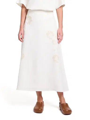 TWP Women's Floral Embroidered A-Line Midi-Skirt - Ivoire | Thumbnail 2 TWP Women's Floral Embroidered A-Line Midi-Skirt - Ivoire | Thumbnail 2