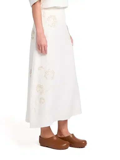 TWP Women's Floral Embroidered A-Line Midi-Skirt - Ivoire | Thumbnail 3 TWP Women's Floral Embroidered A-Line Midi-Skirt - Ivoire | Thumbnail 3
