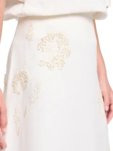 TWP Women's Floral Embroidered A-Line Midi-Skirt - Ivoire | Thumbnail 5 TWP Women's Floral Embroidered A-Line Midi-Skirt - Ivoire | Thumbnail 5