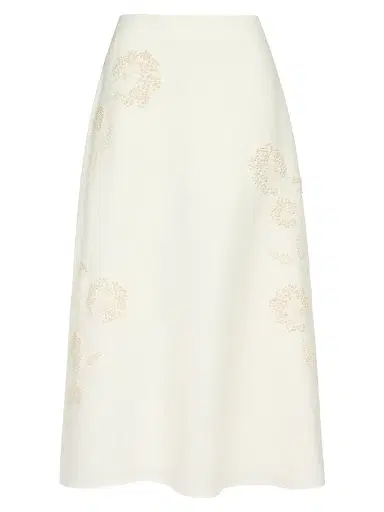 TWP Women's Floral Embroidered A-Line Midi-Skirt - Ivoire | Thumbnail 1 TWP Women's Floral Embroidered A-Line Midi-Skirt - Ivoire | Thumbnail 1