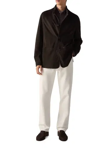 ZEGNA Men's Oasi Lino Polo Shirt - Dark Brown | Thumbnail 2 ZEGNA Men's Oasi Lino Polo Shirt - Dark Brown | Thumbnail 2