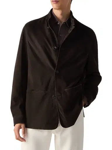 ZEGNA Men's Oasi Lino Polo Shirt - Dark Brown | Thumbnail 3 ZEGNA Men's Oasi Lino Polo Shirt - Dark Brown | Thumbnail 3