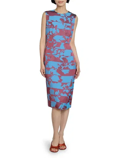 Dries Van Noten Women's Delavina Abstract Satin Sleeveless Midi-Dress | Thumbnail 3 Dries Van Noten Women's Delavina Abstract Satin Sleeveless Midi-Dress | Thumbnail 3