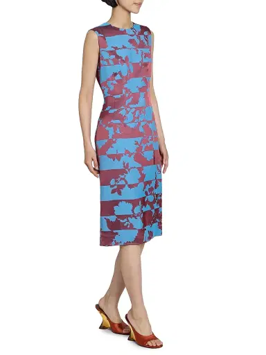 Dries Van Noten Women's Delavina Abstract Satin Sleeveless Midi-Dress | Thumbnail 4 Dries Van Noten Women's Delavina Abstract Satin Sleeveless Midi-Dress | Thumbnail 4