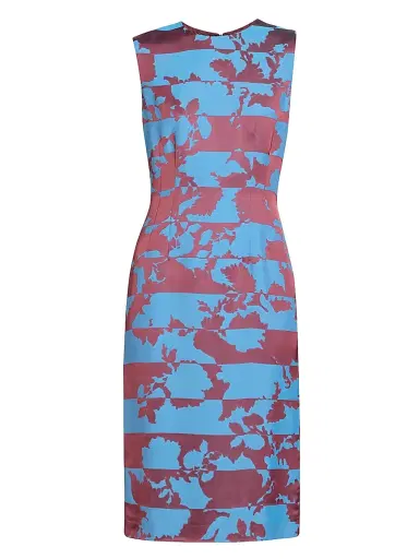 Dries Van Noten Women's Delavina Abstract Satin Sleeveless Midi-Dress | Thumbnail 1 Dries Van Noten Women's Delavina Abstract Satin Sleeveless Midi-Dress | Thumbnail 1
