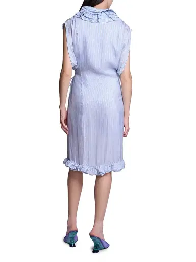 Dries Van Noten Women's Dematis Ruffled Striped Wrap Knee-Length Dress - Navy | Thumbnail 5 Dries Van Noten Women's Dematis Ruffled Striped Wrap Knee-Length Dress - Navy | Thumbnail 5