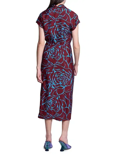 Dries Van Noten Women's Dilian Abstract Print Surplice Midi-Dress - Burgundy | Thumbnail 5 Dries Van Noten Women's Dilian Abstract Print Surplice Midi-Dress - Burgundy | Thumbnail 5
