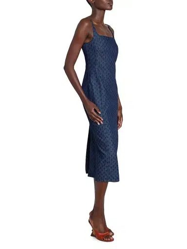 Dries Van Noten Women's Debano Geometric Denim Midi-Dress - Dessin B | Thumbnail 3 Dries Van Noten Women's Debano Geometric Denim Midi-Dress - Dessin B | Thumbnail 3