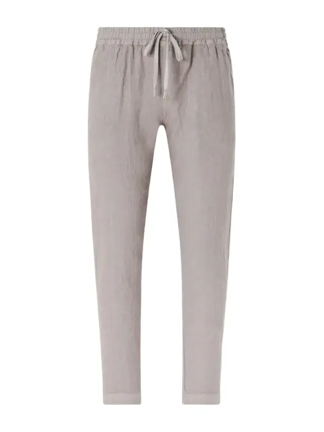 Straight-Leg Linen Drawstring Trousers - Men Straight-Leg Linen Drawstring Trousers - Men