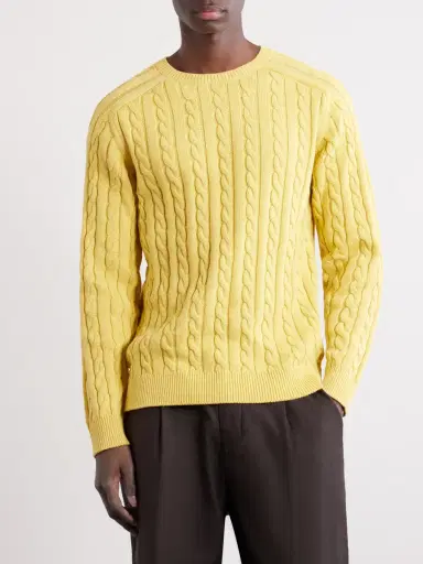 Beams Plus Cable-Knit Cotton Sweater - Men | Thumbnail 3 Beams Plus Cable-Knit Cotton Sweater - Men | Thumbnail 3
