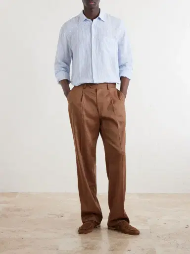 Frescobol Carioca Affonso Pleated Straight-Leg Linen and Virgin Wool-Blend Suit Trousers - Men | Thumbnail 2 Frescobol Carioca Affonso Pleated Straight-Leg Linen and Virgin Wool-Blend Suit Trousers - Men | Thumbnail 2