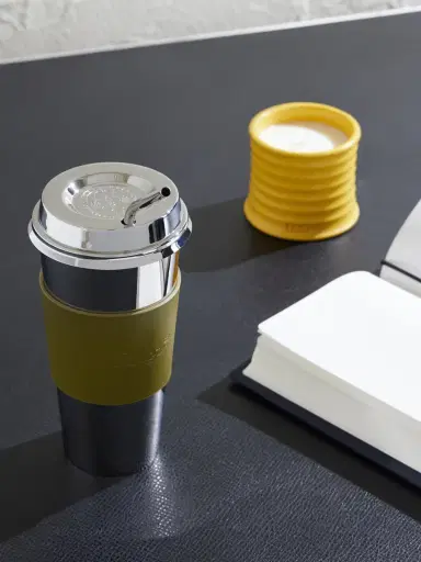 Christofle Leather-Trimmed Stainless Steel Coffee Cup - Men | Thumbnail 2 Christofle Leather-Trimmed Stainless Steel Coffee Cup - Men | Thumbnail 2