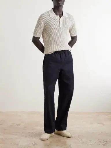 Frescobol Carioca Vidal Ribbed Cotton and Linen-Blend Polo Shirt - Men | Thumbnail 2 Frescobol Carioca Vidal Ribbed Cotton and Linen-Blend Polo Shirt - Men | Thumbnail 2