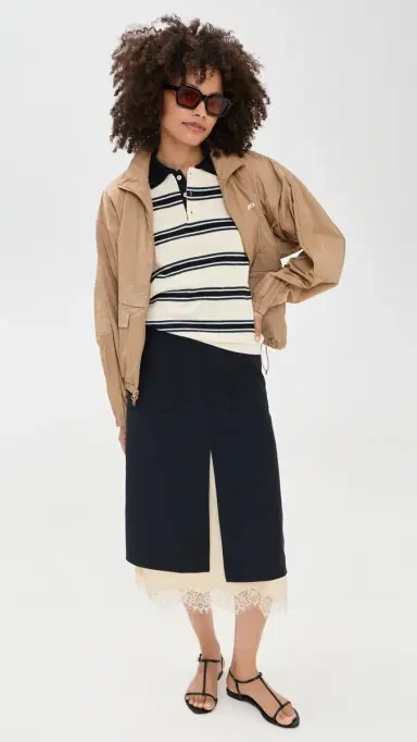 Dunst Multi Striped Polo Knit Cream/Navy M | Thumbnail 5 Dunst Multi Striped Polo Knit Cream/Navy M | Thumbnail 5