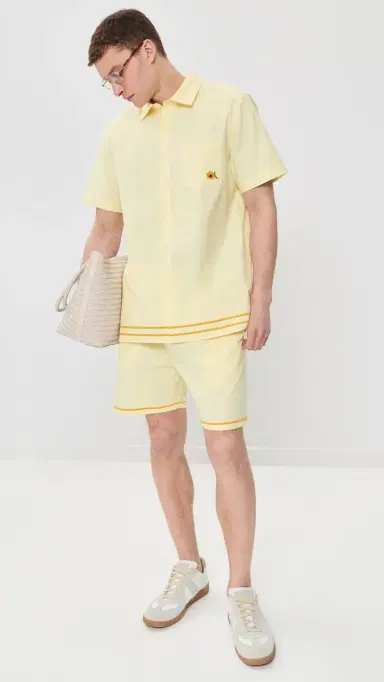 Fanm Mon Talha Embroidered inen Shorts 6 ight Yellow | Thumbnail 5 Fanm Mon Talha Embroidered inen Shorts 6 ight Yellow | Thumbnail 5
