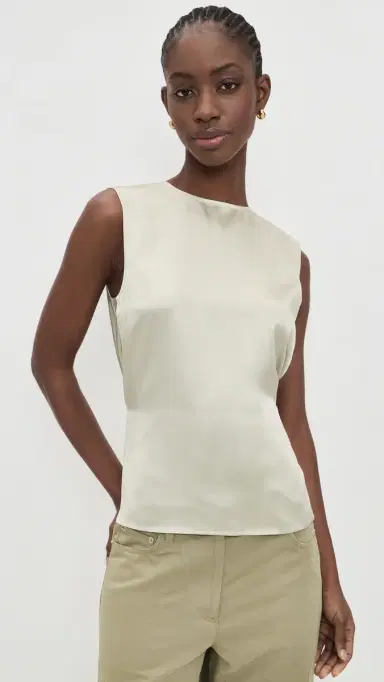 Helmut Lang Silk Scarf Draped Top Green Tea | Thumbnail 3 Helmut Lang Silk Scarf Draped Top Green Tea | Thumbnail 3