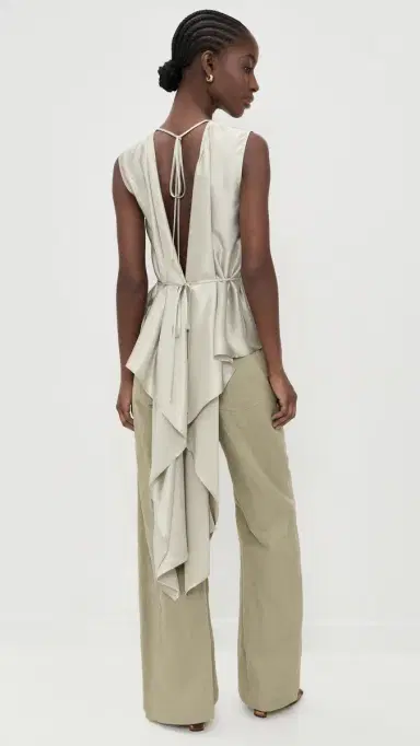 Helmut Lang Silk Scarf Draped Top Green Tea | Thumbnail 4 Helmut Lang Silk Scarf Draped Top Green Tea | Thumbnail 4