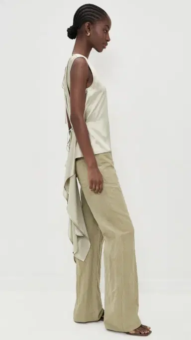 Helmut Lang Silk Scarf Draped Top Green Tea | Thumbnail 5 Helmut Lang Silk Scarf Draped Top Green Tea | Thumbnail 5