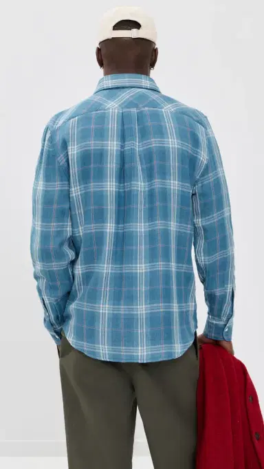 Billy Reid Double Face Plaid Cypress Shirt Washed Indigo | Thumbnail 3 Billy Reid Double Face Plaid Cypress Shirt Washed Indigo | Thumbnail 3