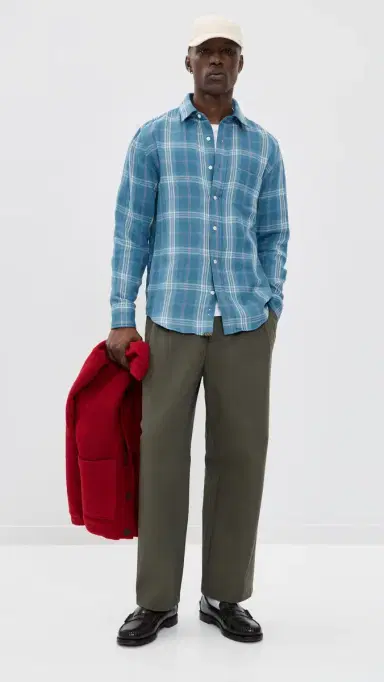 Billy Reid Double Face Plaid Cypress Shirt Washed Indigo | Thumbnail 5 Billy Reid Double Face Plaid Cypress Shirt Washed Indigo | Thumbnail 5