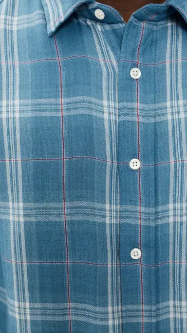 Billy Reid Double Face Plaid Cypress Shirt Washed Indigo | Thumbnail 6 Billy Reid Double Face Plaid Cypress Shirt Washed Indigo | Thumbnail 6