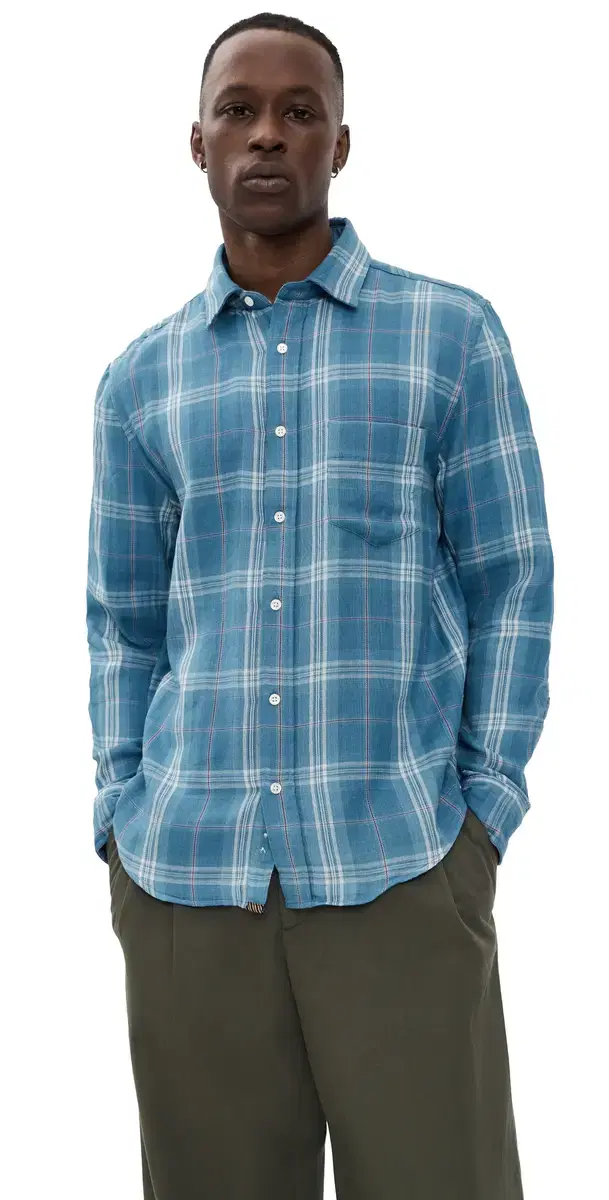 Double Face Plaid Cypress Shirt Washed Indigo Double Face Plaid Cypress Shirt Washed Indigo