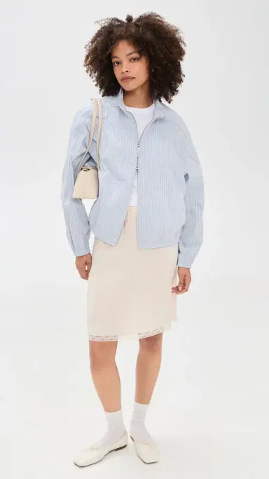 DUNST ight Harrington Jacket Soft Blue Stripe | Thumbnail 5 DUNST ight Harrington Jacket Soft Blue Stripe | Thumbnail 5