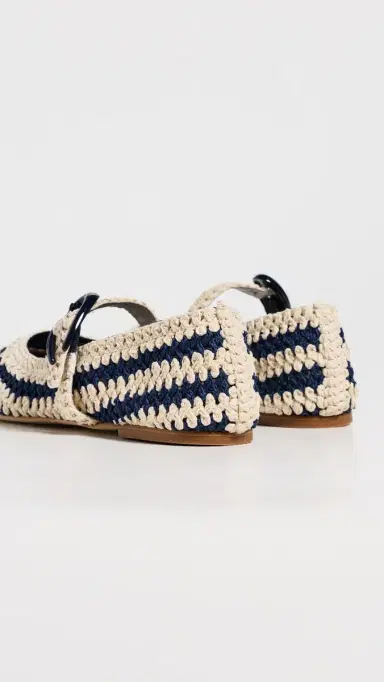 Larroudé Verona Crochet Flats Navy and Ivory Crochet 5 | Thumbnail 4 Larroudé Verona Crochet Flats Navy and Ivory Crochet 5 | Thumbnail 4
