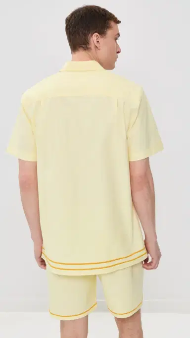 Fanm Mon Efe Embroidered inen Camp Shirt ight Yellow | Thumbnail 3 Fanm Mon Efe Embroidered inen Camp Shirt ight Yellow | Thumbnail 3