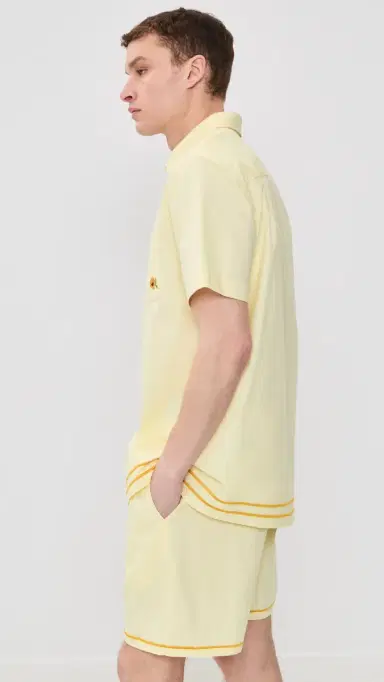 Fanm Mon Efe Embroidered inen Camp Shirt ight Yellow | Thumbnail 4 Fanm Mon Efe Embroidered inen Camp Shirt ight Yellow | Thumbnail 4