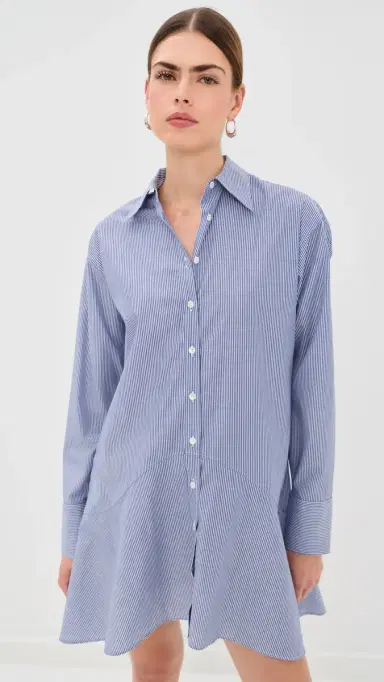 BITE Studios Striped Petal Bottom Shirt Dress Blue Stripe 42 | Thumbnail 2 BITE Studios Striped Petal Bottom Shirt Dress Blue Stripe 42 | Thumbnail 2
