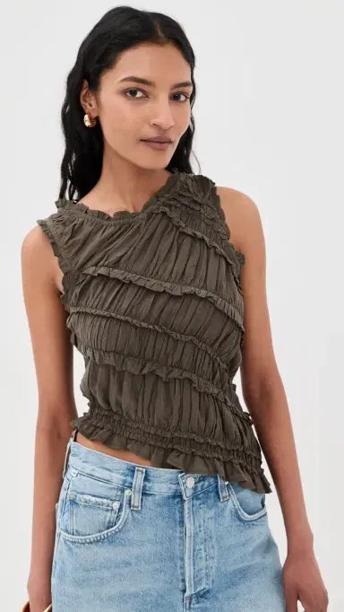 Free People Pink Sands Smocked Top Chocolate | Thumbnail 2 Free People Pink Sands Smocked Top Chocolate | Thumbnail 2