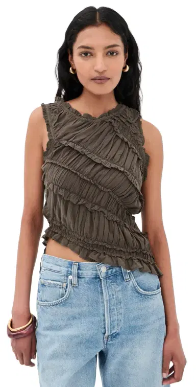 Free People Pink Sands Smocked Top Chocolate | Thumbnail 1 Free People Pink Sands Smocked Top Chocolate | Thumbnail 1