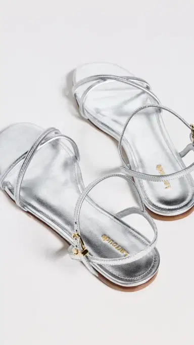 Larroudé Annie Ankle Tie Sandals Silver Metallic Leather | Thumbnail 4 Larroudé Annie Ankle Tie Sandals Silver Metallic Leather | Thumbnail 4