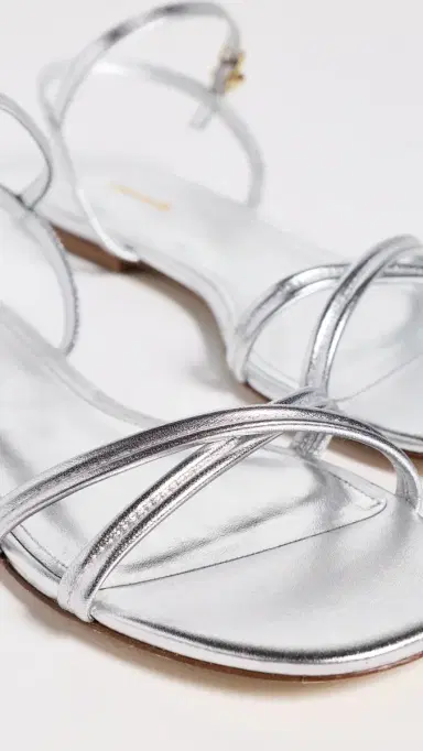 Larroudé Annie Ankle Tie Sandals Silver Metallic Leather | Thumbnail 6 Larroudé Annie Ankle Tie Sandals Silver Metallic Leather | Thumbnail 6