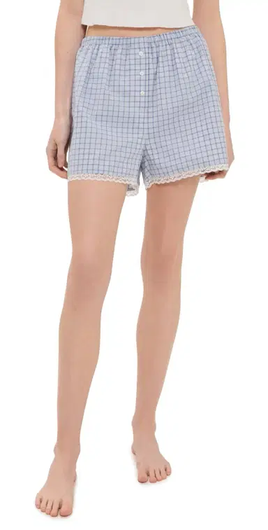 COUCOU The Boxer Shorts Blue Check | Thumbnail 1 COUCOU The Boxer Shorts Blue Check | Thumbnail 1