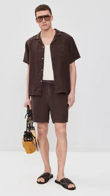 BATHER inen eisure Shorts 5 Espresso | Thumbnail 5 BATHER inen eisure Shorts 5 Espresso | Thumbnail 5
