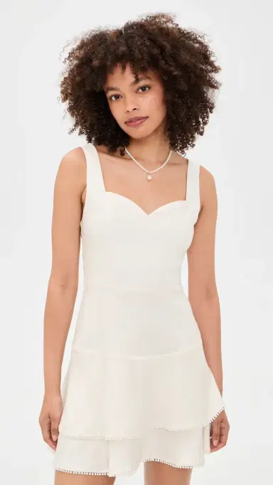 ALICE + OLIVIA Miriam Sweetheart Tiered Mini Dress Off White | Thumbnail 2 ALICE + OLIVIA Miriam Sweetheart Tiered Mini Dress Off White | Thumbnail 2