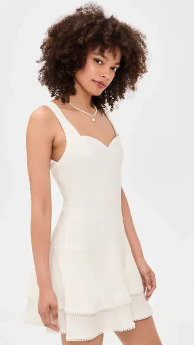 ALICE + OLIVIA Miriam Sweetheart Tiered Mini Dress Off White | Thumbnail 4 ALICE + OLIVIA Miriam Sweetheart Tiered Mini Dress Off White | Thumbnail 4