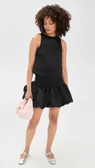 Ganni Duchesse Satin Bubble Miniskirt Black | Thumbnail 2 Ganni Duchesse Satin Bubble Miniskirt Black | Thumbnail 2