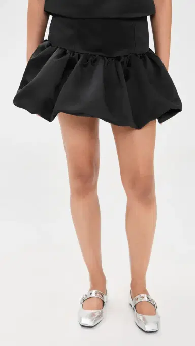 Ganni Duchesse Satin Bubble Miniskirt Black | Thumbnail 3 Ganni Duchesse Satin Bubble Miniskirt Black | Thumbnail 3