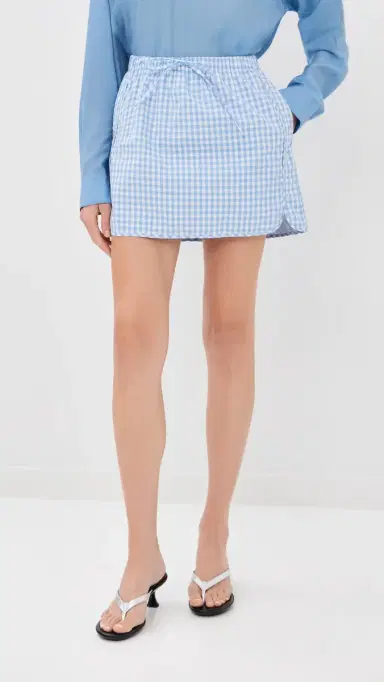 SIMKHAI Catherine Boxer Skirt Cloud Gingham | Thumbnail 2 SIMKHAI Catherine Boxer Skirt Cloud Gingham | Thumbnail 2