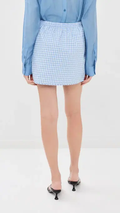 SIMKHAI Catherine Boxer Skirt Cloud Gingham | Thumbnail 3 SIMKHAI Catherine Boxer Skirt Cloud Gingham | Thumbnail 3