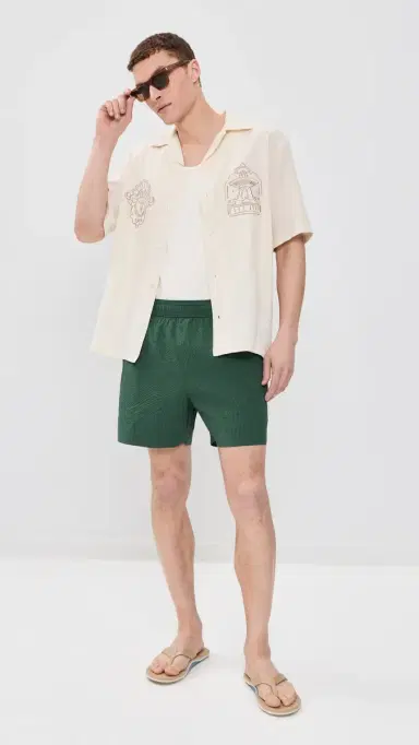Maison Kitsuné eersucker wim horts 5 Bottle Green | Thumbnail 5 Maison Kitsuné eersucker wim horts 5 Bottle Green | Thumbnail 5